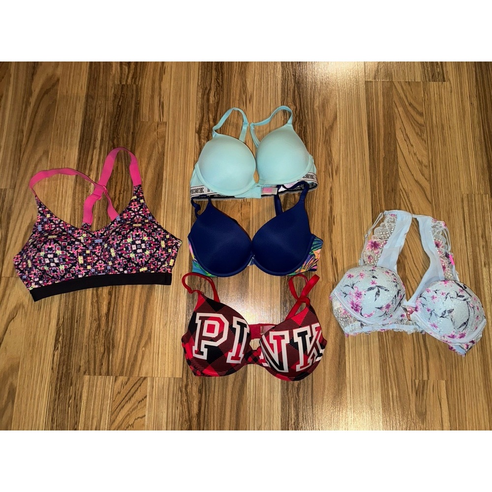 Victoria's Secret PINK Bra Lot Size 32C 32 C Underwire‎ Lace NEW All Others EUC